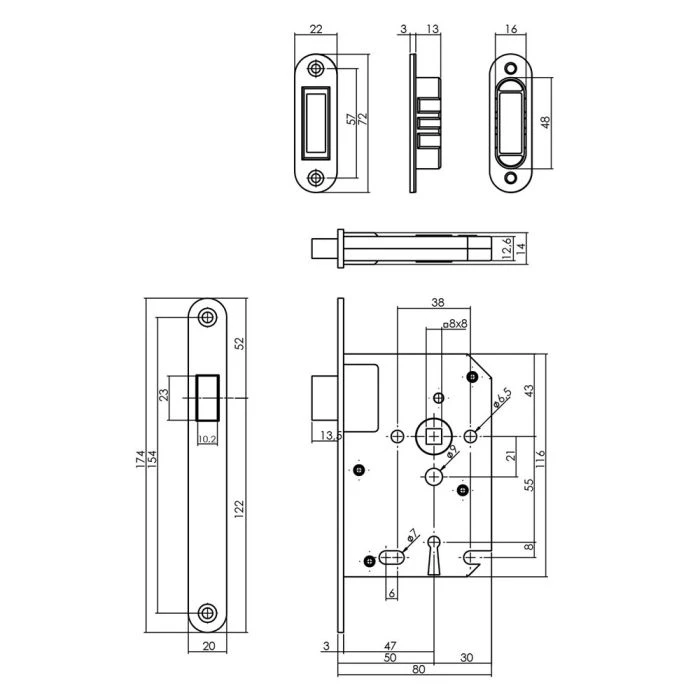INTERSTEEL Woningbouw Magneet Klavier Dag- En Nachtslot 55mm, Voorplaat Afgerond Rvs, 20x175, Doorn 50mm Incl. 2 INTERSTEEL Woningbouw Magneet Klavier Dag- En Nachtslot 55mm, Voorplaat Afgerond Rvs, 20x175, Doorn 50mm Incl. - Afbeelding 2