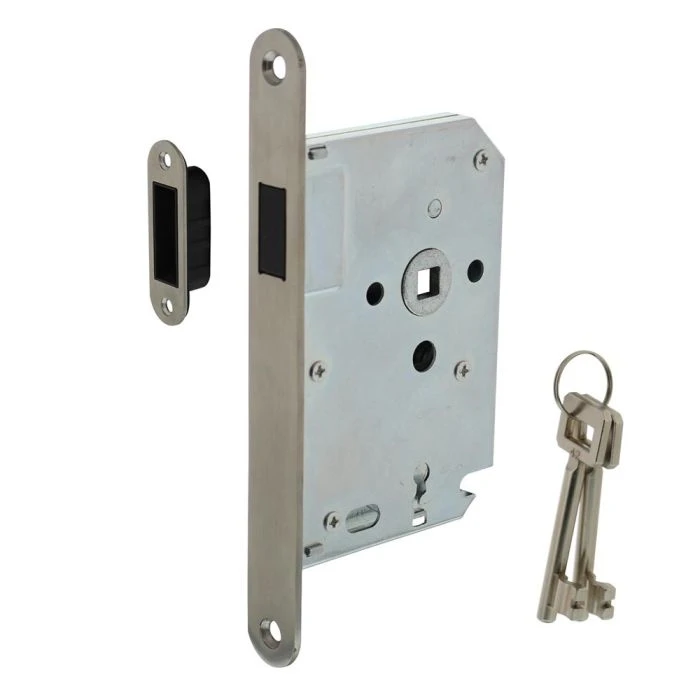 INTERSTEEL Woningbouw Magneet Klavier Dag- En Nachtslot 55mm, Voorplaat Afgerond Rvs, 20x175, Doorn 50mm Incl. 1 INTERSTEEL Woningbouw Magneet Klavier Dag- En Nachtslot 55mm, Voorplaat Afgerond Rvs, 20x175, Doorn 50mm Incl.