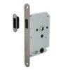INTERSTEEL Woningbouw Magneet Badkamer/toilet Slot 63/8mm, Voorplaat Afgerond Rvs, 20x175, Doorn 50mm Incl. Slu