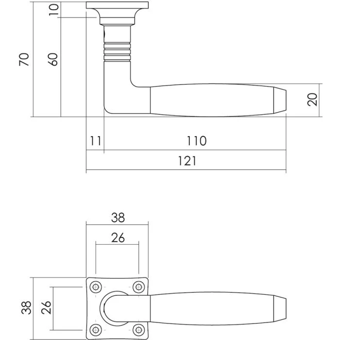INTERSTEEL Deurkruk Ton Basic Nikkel Mat + Vierkant Rozet 2 INTERSTEEL Deurkruk Ton Basic Nikkel Mat + Vierkant Rozet - Afbeelding 2