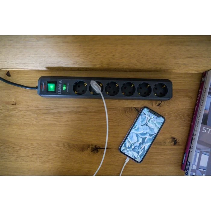 Brennenstuhl Eco-Line 13.500A Stekkerdoos Met Overspanningsbeveiliging 6-voudig Antraciet 1,5m H05VV-F 3G1,5 6 Brennenstuhl Eco-Line 13.500A Stekkerdoos Met Overspanningsbeveiliging 6-voudig Antraciet 1,5m H05VV-F 3G1,5 - Afbeelding 6