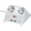 Brennenstuhl Desktop-Power USB-charger 2 USB-laadaansluiting 2100mA 2-voudig Wit Gepolijst 1,8m H05VV-F 3G1,5