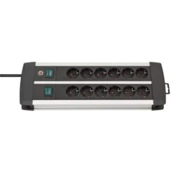 Brennenstuhl Premium-Alu-Line Techniek Stekkerdoos 12-voudig Duo Zwart 3m H05VV-F 3G1,5 De Stopcontacten Zijn Sch