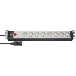 Brennenstuhl Premium-Line 19" Contactdoosstrip Voor Schakelkasten 8-voudig Zw/lichtgr 3m H05VV-F 3G1,5 19"-Format