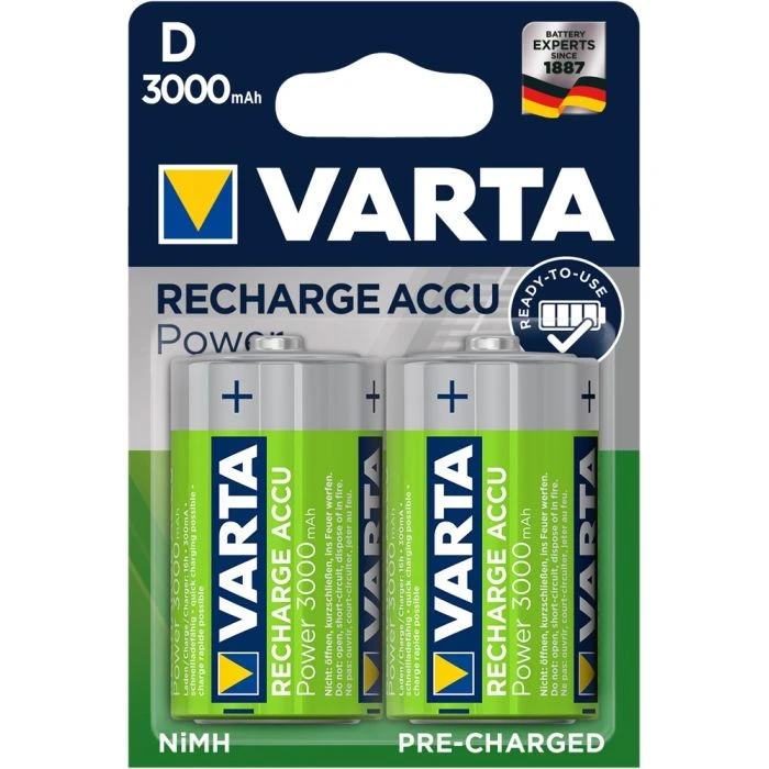 Varta Recharge Accu Power D 3000mAh Blister 2 2 Varta Recharge Accu Power D 3000mAh Blister 2 - Afbeelding 2