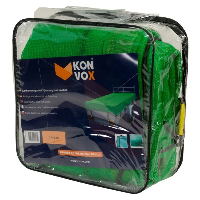 Konvox Aanhangwnet Fijnmazig Met Elastiek 1,4x2,5m Groen 3 Konvox Aanhangwnet Fijnmazig Met Elastiek 1,4x2,5m Groen - Afbeelding 3