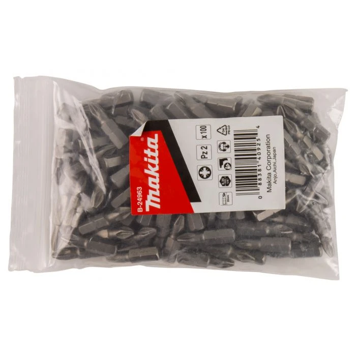Makita B-24963 Schroefbit PZ2x25mm Navul 100 Stuks 1 Makita B-24963 Schroefbit PZ2x25mm Navul 100 Stuks