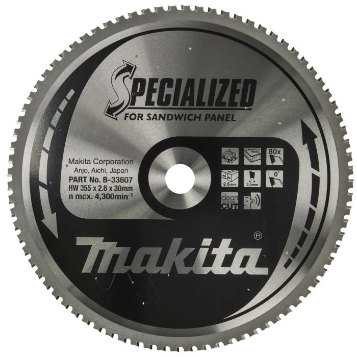 Makita B-33607 Cirkelzaagblad Sandwichpaneel 8 Makita B-33607 Cirkelzaagblad Sandwichpaneel - Afbeelding 8