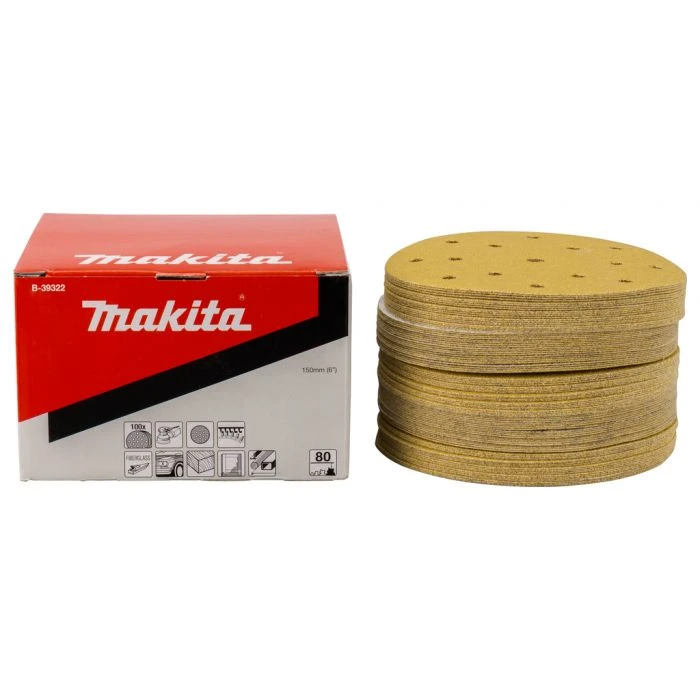 Makita B-39322 Schuurschijf 150mm K80 Yellow Velcro 1 Makita B-39322 Schuurschijf 150mm K80 Yellow Velcro