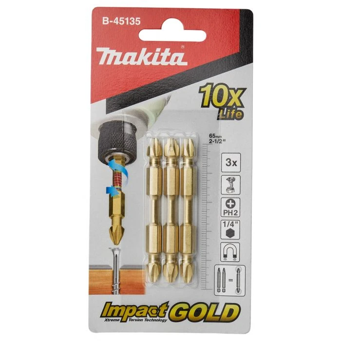 Makita B-45135 Slagschroefbit PH2x65mm 4 Makita B-45135 Slagschroefbit PH2x65mm - Afbeelding 4