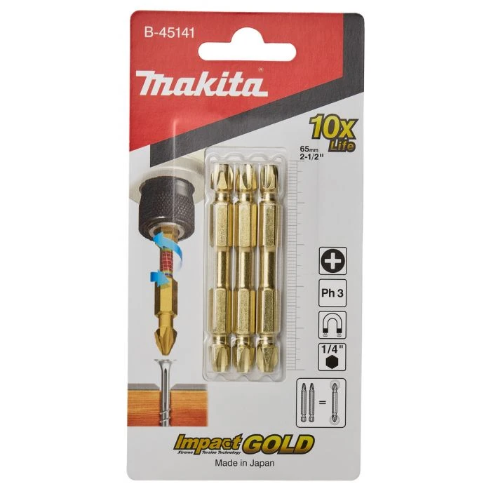 Makita B-45141 Slagschroefbit PH3x65mm 3 Makita B-45141 Slagschroefbit PH3x65mm - Afbeelding 3