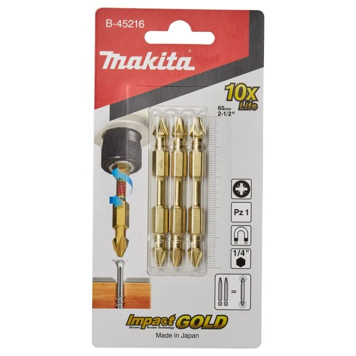 Makita B-45216 Slagschroefbit PZ1x65mm 3 Makita B-45216 Slagschroefbit PZ1x65mm - Afbeelding 3