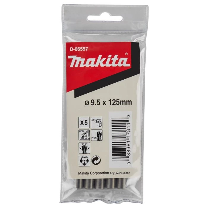 Makita D-06557 Metaalboor 9.5X125mm (5 Stuks) HSS 4 Makita D-06557 Metaalboor 9.5X125mm (5 Stuks) HSS - Afbeelding 4