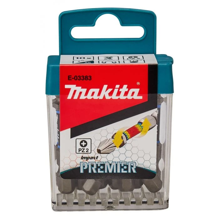 Makita E-03383 Slagschroefbit PZ2x50mm (10 Stuks) 1 Makita E-03383 Slagschroefbit PZ2x50mm (10 Stuks)