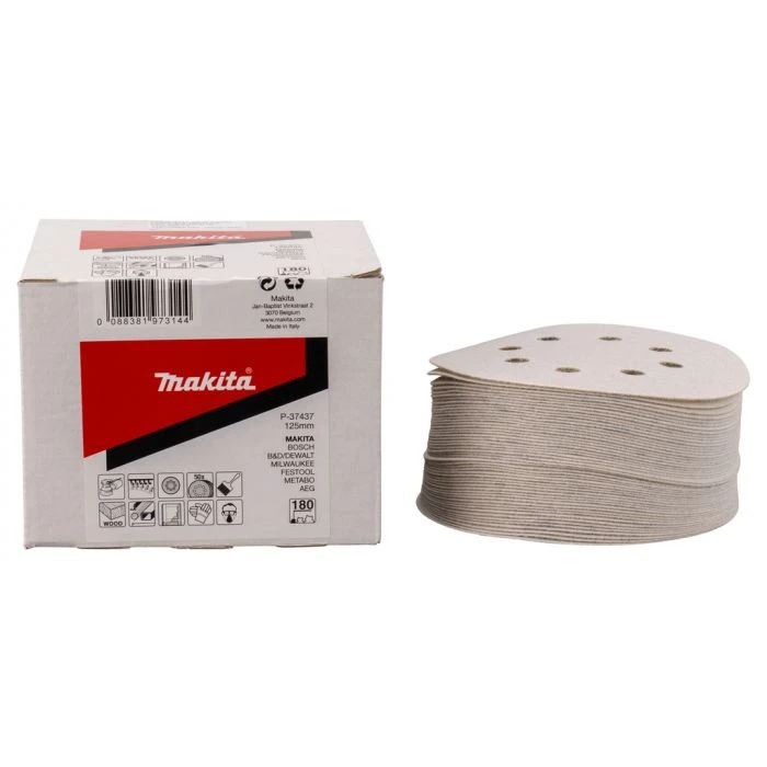 Makita P-37437 Schuurschijf 125mm K180 White Velcro 1 Makita P-37437 Schuurschijf 125mm K180 White Velcro