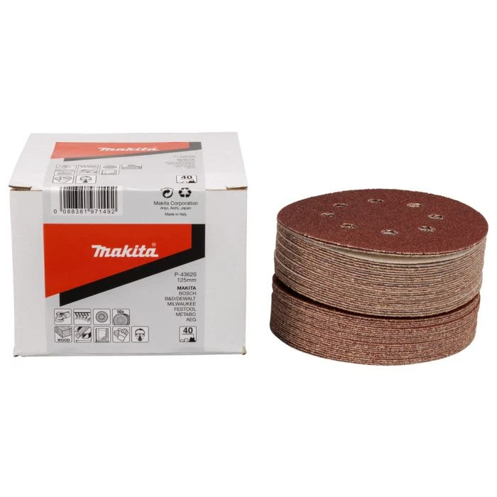 Makita P-43658 Schuurschijf 125mm K100 Red Velcro 2 Makita P-43658 Schuurschijf 125mm K100 Red Velcro - Afbeelding 2