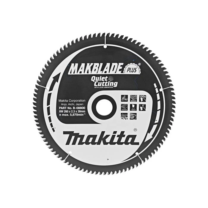 Makita B-08800 Zaagb Q+C 260x30x2,3 100T 5g 2 Makita B-08800 Zaagb Q+C 260x30x2,3 100T 5g - Afbeelding 2