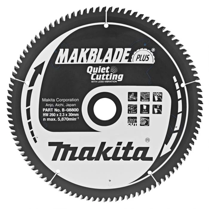 Makita B-08800 Zaagb Q+C 260x30x2,3 100T 5g 1 Makita B-08800 Zaagb Q+C 260x30x2,3 100T 5g