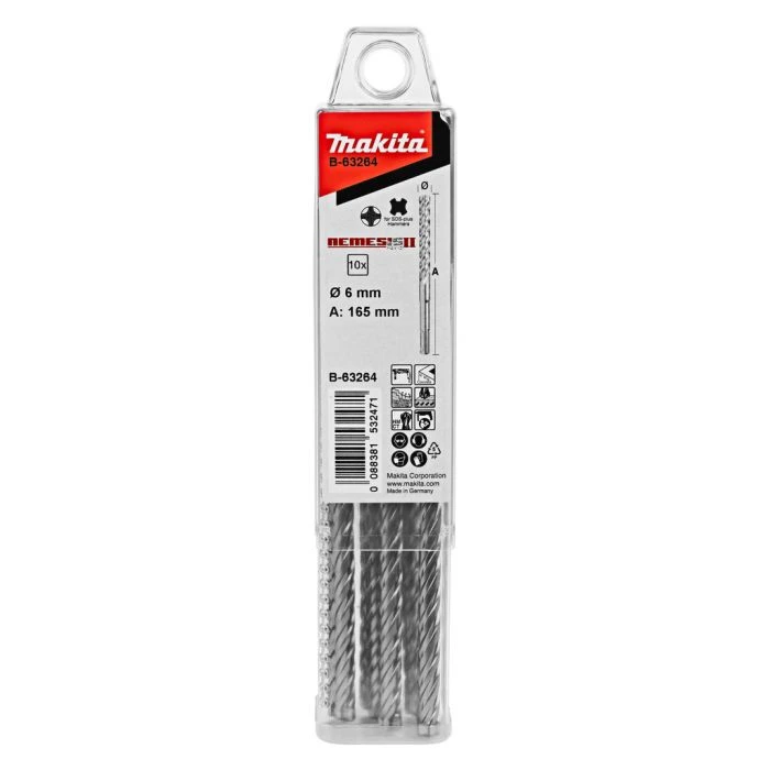 Makita B-63264 P4S:Sds-Plus Boor 6X165Mm 10st 1 Makita B-63264 P4S:Sds-Plus Boor 6X165Mm 10st