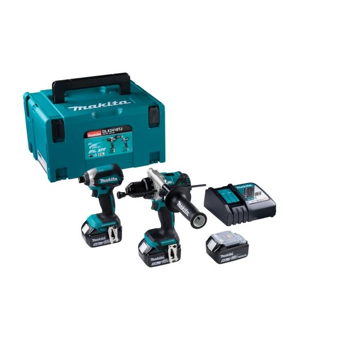 Makita DLX2418TJ 18 V Combiset Voor Zwaardere (klop)boor- En (slag)schroefklussen 1 Makita DLX2418TJ 18 V Combiset Voor Zwaardere (klop)boor- En (slag)schroefklussen