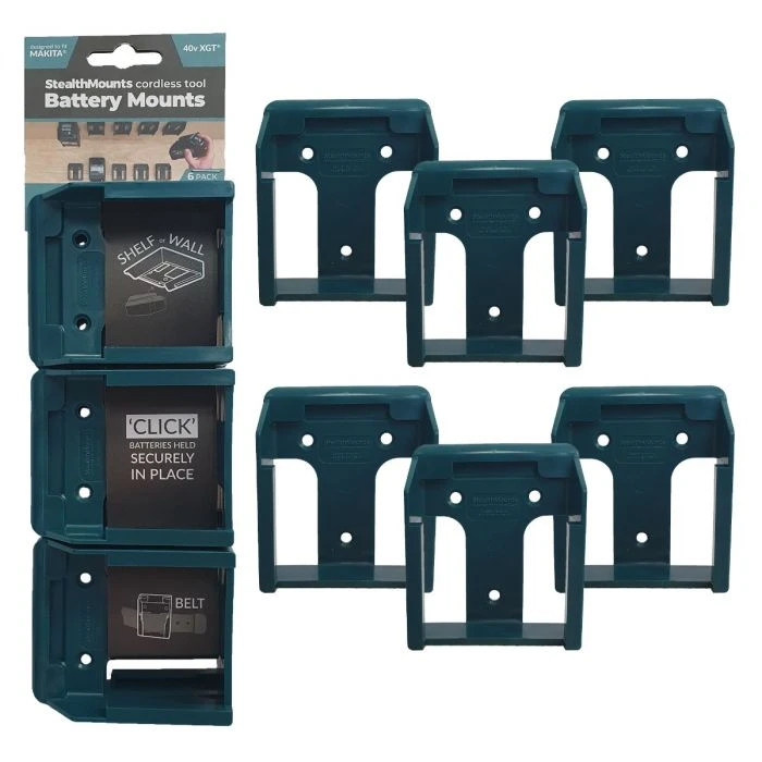 Stealth Mount Accuhouder Voor Makita 40V XGT, 6-pack Blauw 1 Stealth Mount Accuhouder Voor Makita 40V XGT, 6-pack Blauw