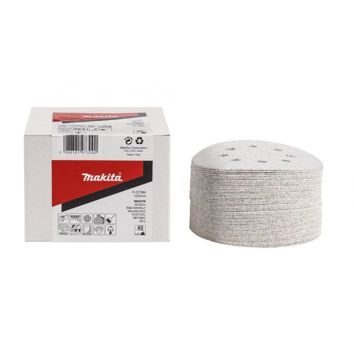 Makita P-37437 Schuurschijf 125mm K180 White Velcro 2 Makita P-37437 Schuurschijf 125mm K180 White Velcro - Afbeelding 2